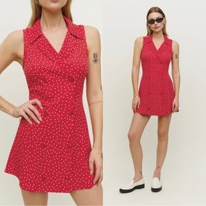 NWT Reformation Red Polka Dot Mini Dress